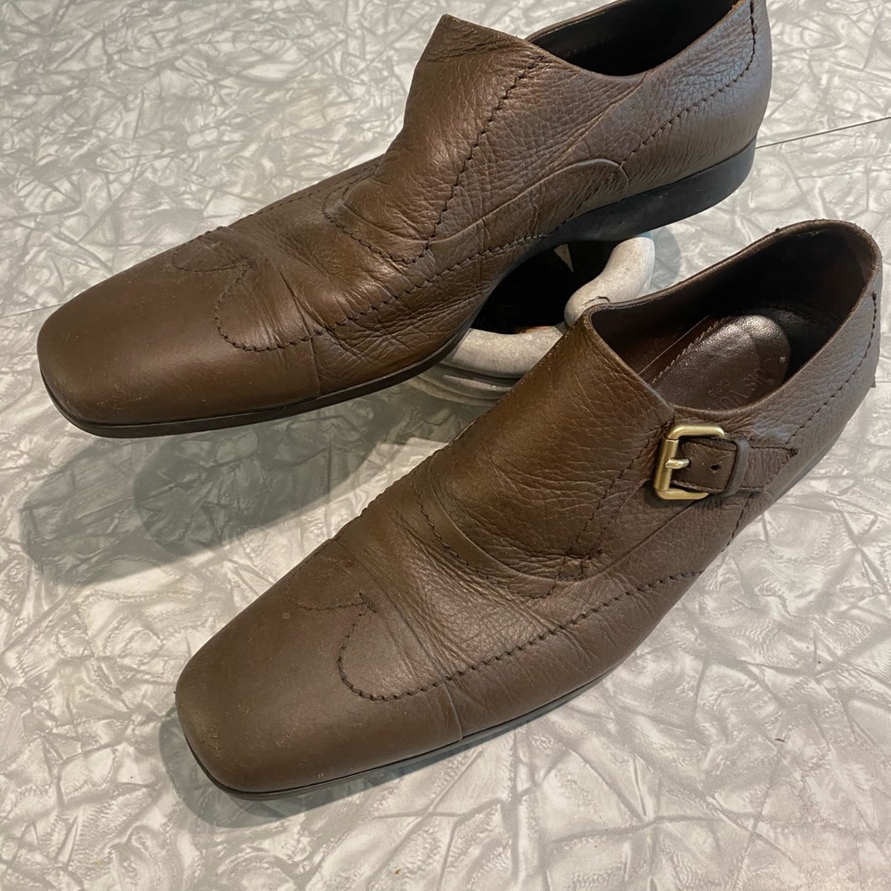 Louis Vuitton Dark Brown Leather Slip-On Loafers